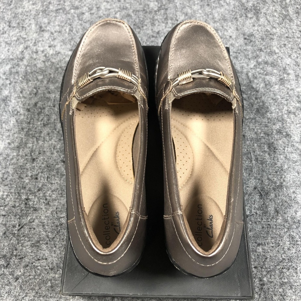 Clarks Collection Shoes Womens Size 7 Gold Leather Slip On Loafers Comfort Flats - Picture 10 of 16